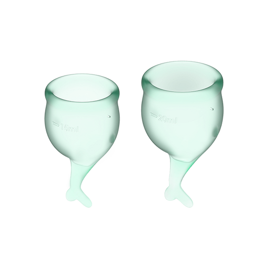 SATISFYER 'FEEL SECURE - MENSTRUAL CUP SET', 15 & 20 ML ZELENA