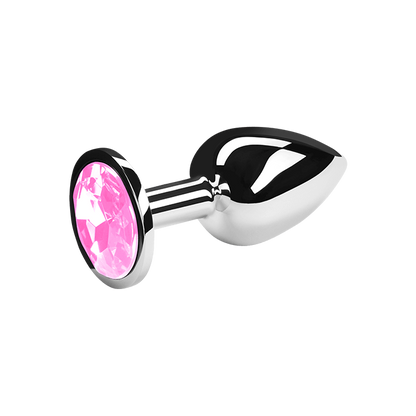BUTT PLUG METALNI, 7 CM SA ROZE KRISTALOM