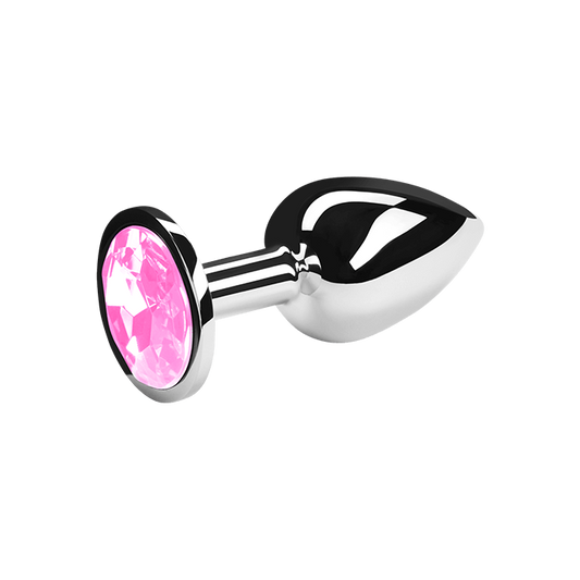 BUTT PLUG METALNI, 7 CM SA ROZE KRISTALOM