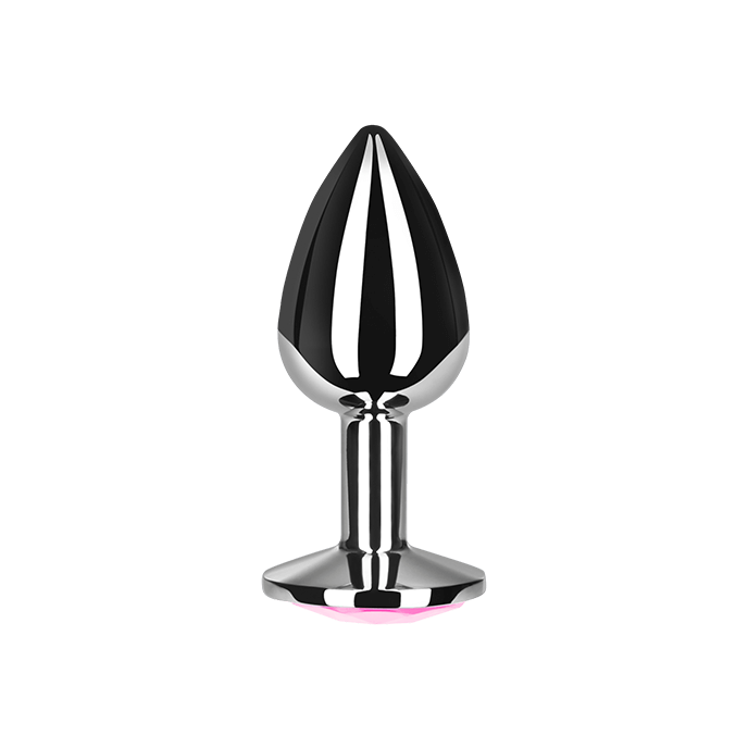 BUTT PLUG METALNI, 7 CM SA ROZE KRISTALOM