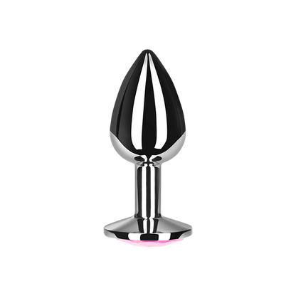 BUTT PLUG METALNI, 7 CM SA ROZE KRISTALOM