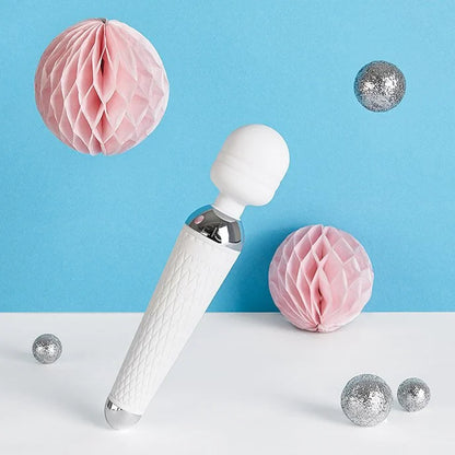 SILIKONSKI MASAŽER, 19.5 CM BELI